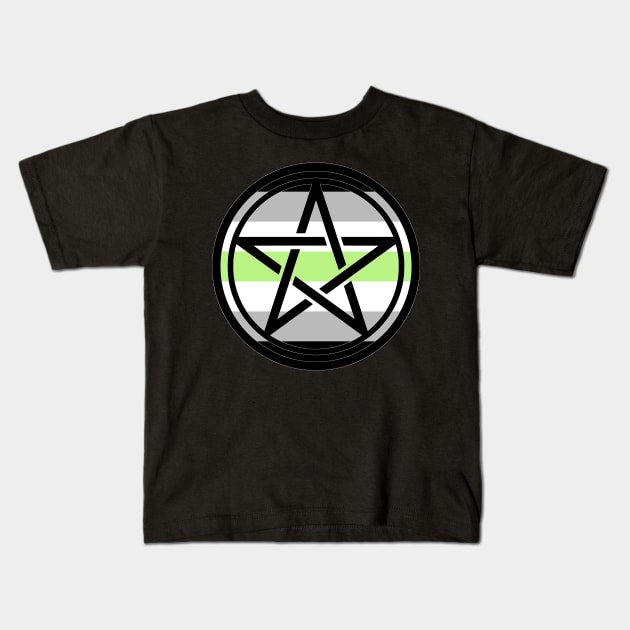 Small Print Pentacle LGBT Flag Agender Kids T-Shirt by aaallsmiles